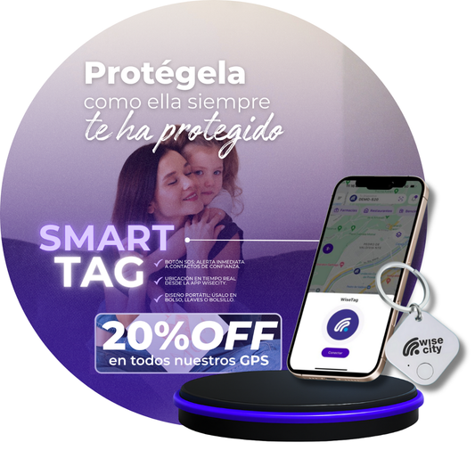 WiseTag Botón SOS Portátil | Plan Anual - 20% Día de la Madre 💜 - WiseCity Chile