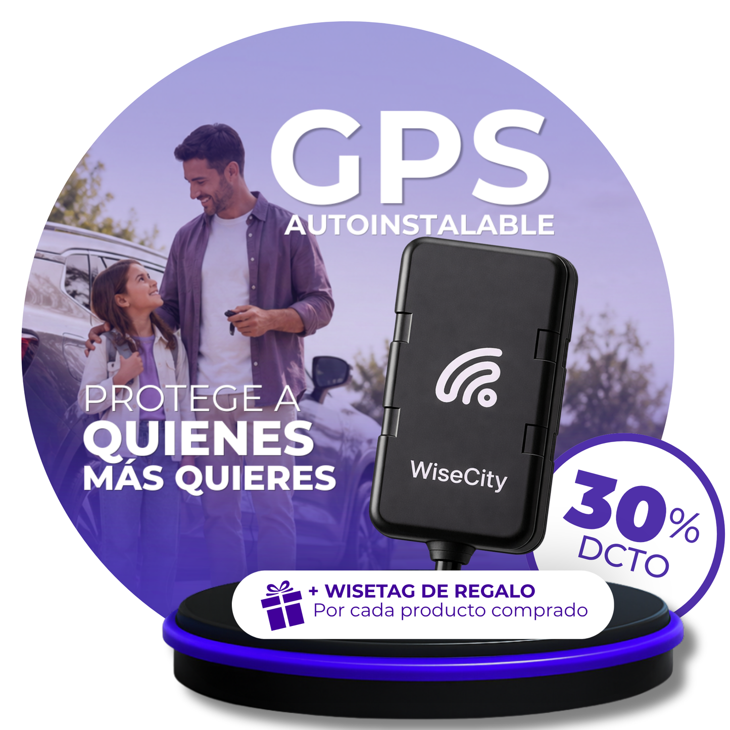 30% OFF GPS Autoinstalable + WiseTAG Gratis | Plan Anual